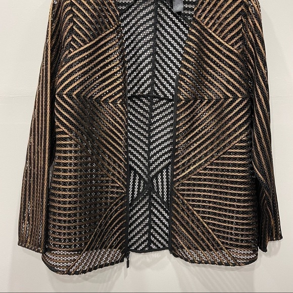 Travelers Collection by Chico’s Stripe Bronze Black Sheer Jacket Full Zip Size 0 - Picture 10 of 11